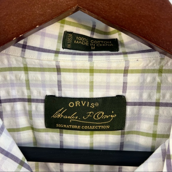 Orvis Signature Collection Mens Button Front Shirt Sz Medium Checkered Plaid. - Picture 2 of 3